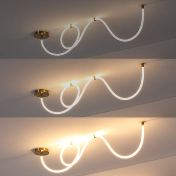 Serafina Contemporary Minimalist 360 Adjustable Silicone Neon Rope Dimmable Linear Integrated LED Flush Mount - JONATHAN Y